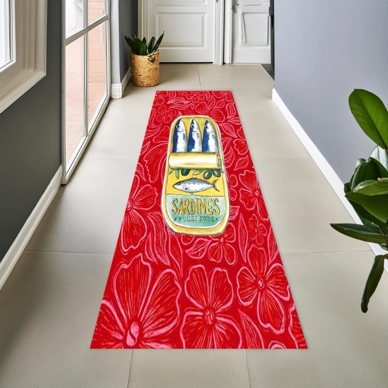 Wholesale Commercial Printing - Retro konserve sardalya uzun koşucu halı