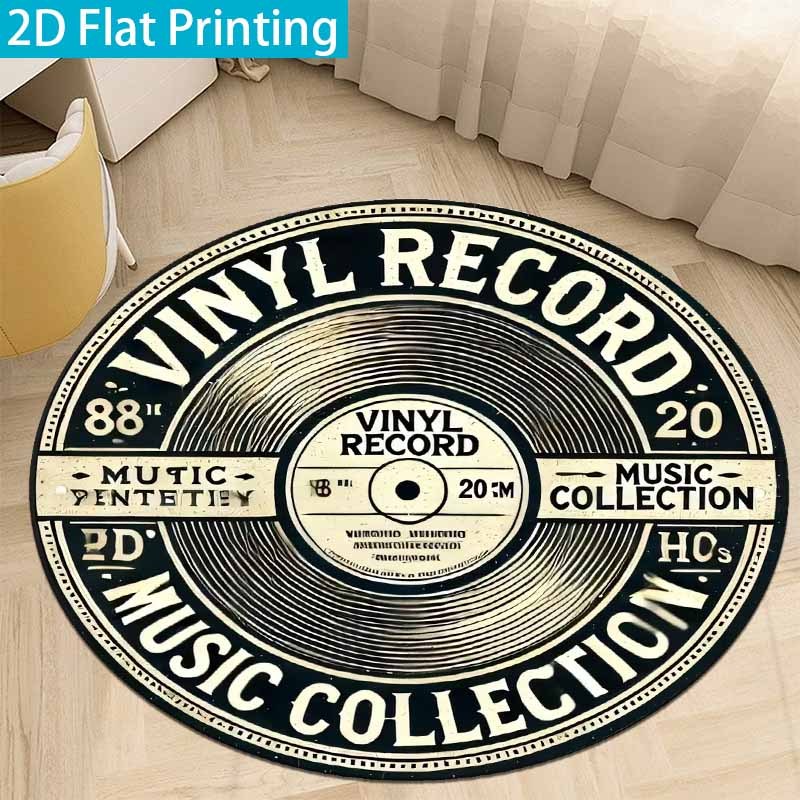 Commercial Vinyl Printing - Vintage Eskitilmiş Siyah Bej Vinil Plak