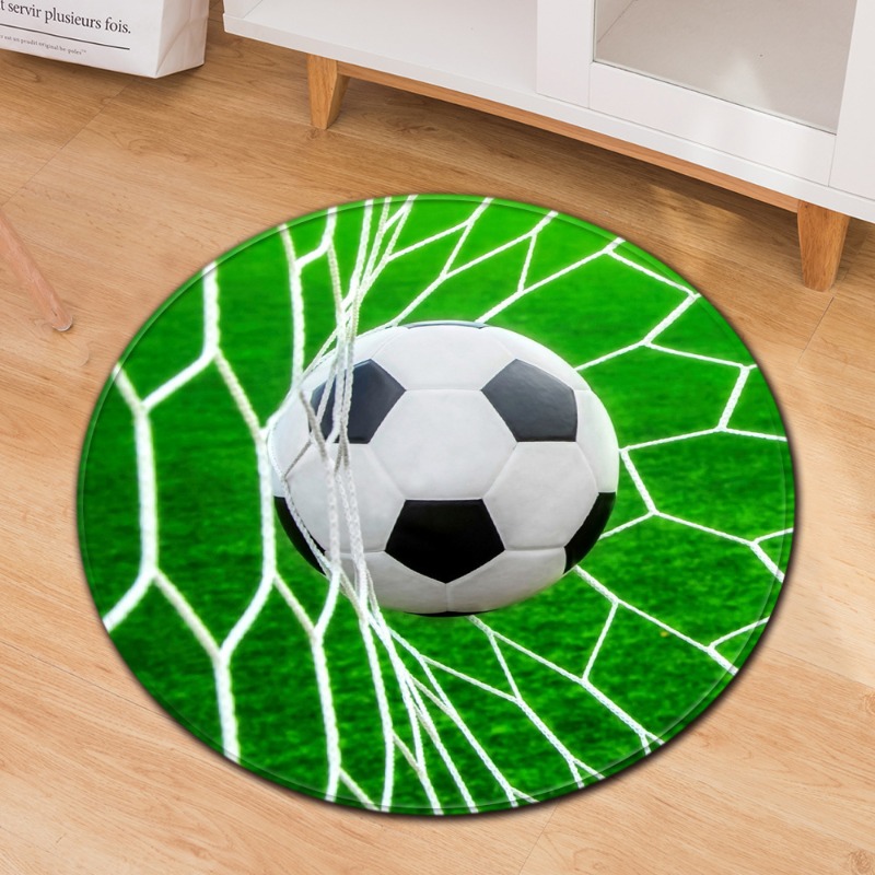 Wholesale Commercial Printing - Futbol Temalı Yuvarlak Halı Spor Tarzı